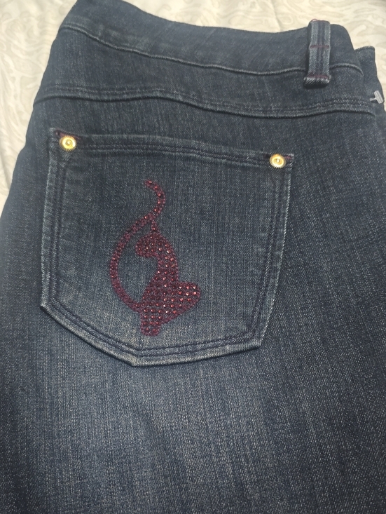 Baby Phat Denim - Baby Phat Dark Blue Jeans with Burgundy Rhinestone Logo